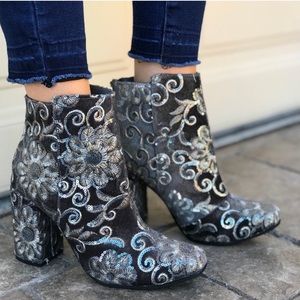 ISO: Aldo Floral Brocade Sequined Booties